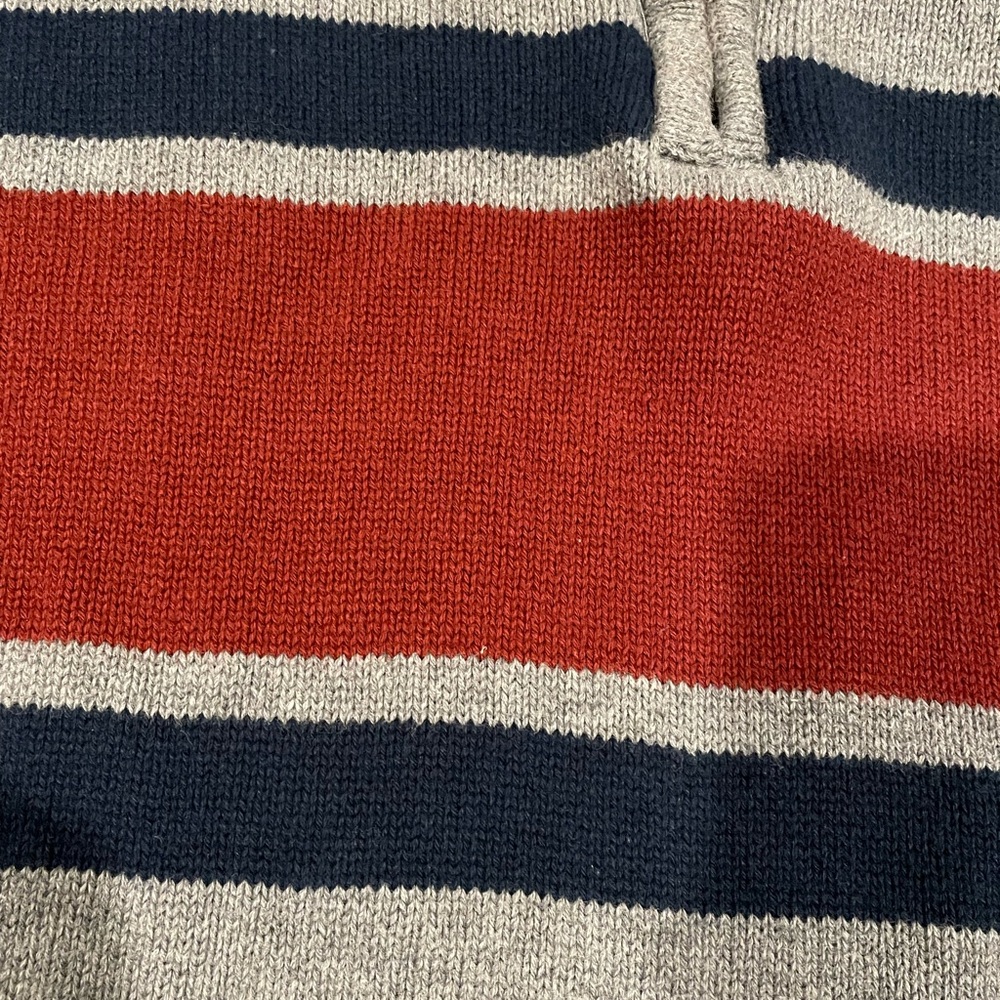 Eddie Bauer Gray Zip-Up Sweater with Red and Blue Stripes - Picture 2 of 6
